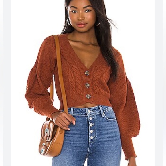 For Love And Lemons Sweaters - For Love And Lemons Lydia Cardigan Sienna Terracotta sweater top Revolve L